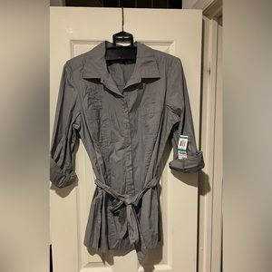 Ladies button down belted top